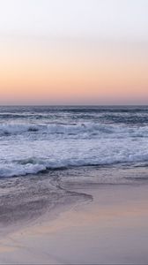 Preview wallpaper coast, sea, waves, beach, evening