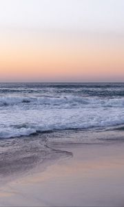 Preview wallpaper coast, sea, waves, beach, evening