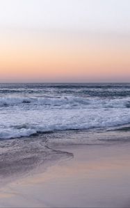 Preview wallpaper coast, sea, waves, beach, evening