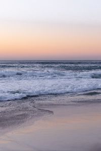 Preview wallpaper coast, sea, waves, beach, evening