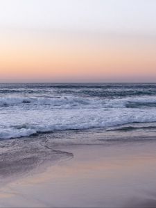 Preview wallpaper coast, sea, waves, beach, evening