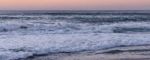 Preview wallpaper coast, sea, waves, beach, evening
