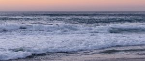 Preview wallpaper coast, sea, waves, beach, evening