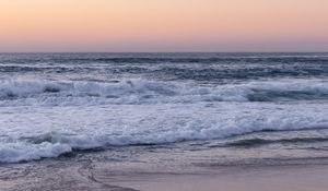 Preview wallpaper coast, sea, waves, beach, evening