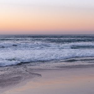 Preview wallpaper coast, sea, waves, beach, evening