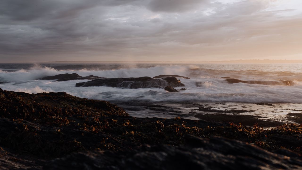 Wallpaper coast, sea, waves, water, spray, landscape