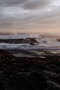 Preview wallpaper coast, sea, waves, water, spray, landscape