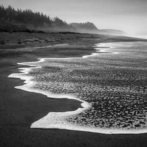 Preview wallpaper coast, sea, waves, landscape, black and white