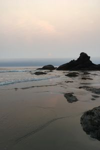 Preview wallpaper coast, sea, waves, stones, sunrise, nature