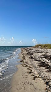 Preview wallpaper coast, sea, waves, landscape, clouds