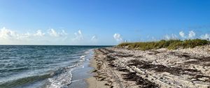 Preview wallpaper coast, sea, waves, landscape, clouds
