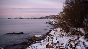 Preview wallpaper coast, snow, sea, nature