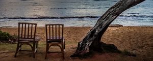 Preview wallpaper coast, solitude, silence, chairs