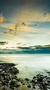 Preview wallpaper coast, stone, sea, sky