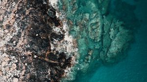 Preview wallpaper coast, stones, aerial view, sea