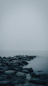 Preview wallpaper coast, stones, fog, water, sea