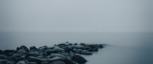 Preview wallpaper coast, stones, fog, water, sea