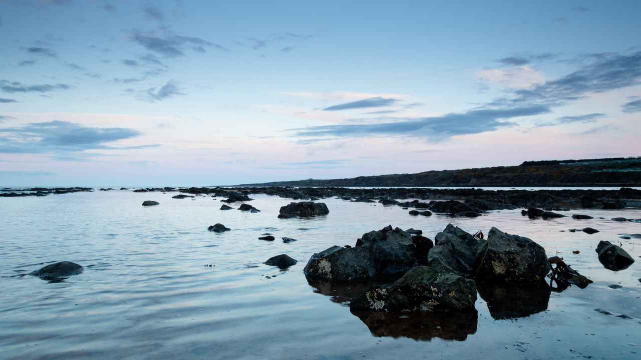 Wallpaper coast, stones, lake, water, nature, landscape