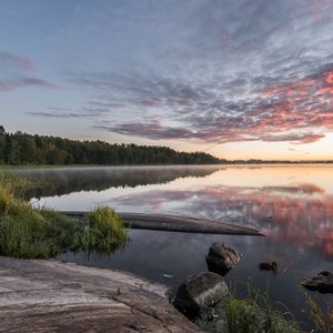 Preview wallpaper coast, stones, river, reflection, trees, nature