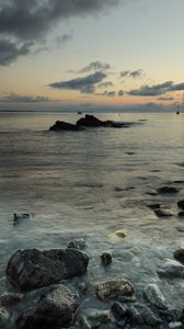 Preview wallpaper coast, stones, rock, sea, landscape