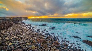 Preview wallpaper coast, stones, sea, foam