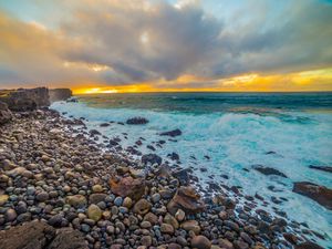 Preview wallpaper coast, stones, sea, foam