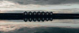 Preview wallpaper coast, stones, sea, houses, reflection