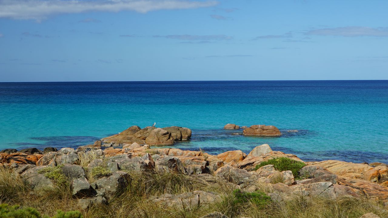 Wallpaper coast, stones, sea, landscape