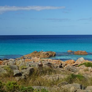Preview wallpaper coast, stones, sea, landscape