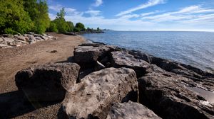 Preview wallpaper coast, stones, sea, nature, landscape