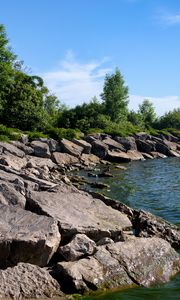Preview wallpaper coast, stones, sea, water, landscape, nature