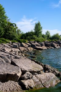 Preview wallpaper coast, stones, sea, water, landscape, nature