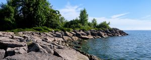 Preview wallpaper coast, stones, sea, water, landscape, nature