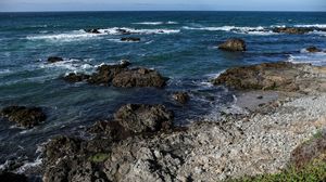 Preview wallpaper coast, stones, sea, landscape, nature