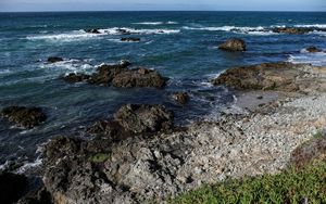 Preview wallpaper coast, stones, sea, landscape, nature
