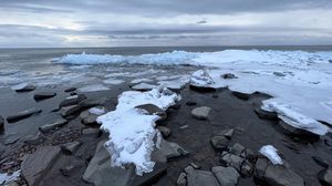 Preview wallpaper coast, stones, snow, ice, sea, nature
