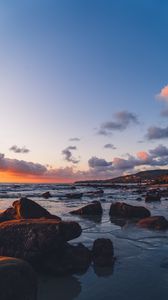 Preview wallpaper coast, stones, water, beach, landscape