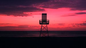 Preview wallpaper coast, sunset, horizon, evening