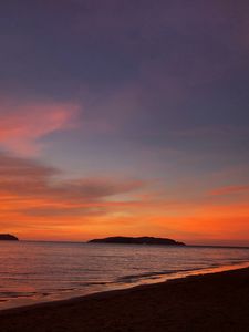 Preview wallpaper coast, sunset, waves, evening, beach