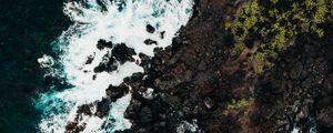 Preview wallpaper coast, surf, aerial view, sea