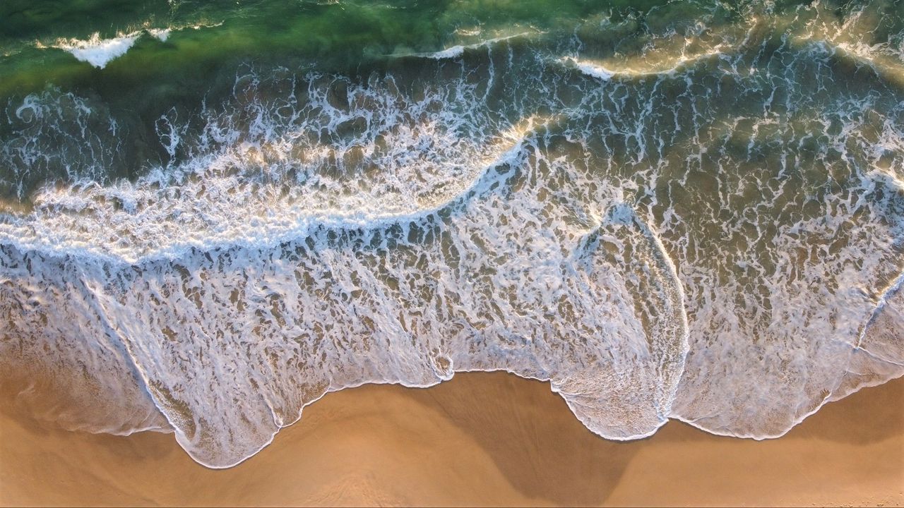 Wallpaper coast, surf, sea, aerial view
