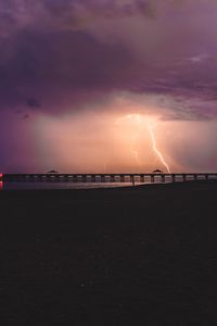 Preview wallpaper coast, thunderstorm, lightning, clouds, dark