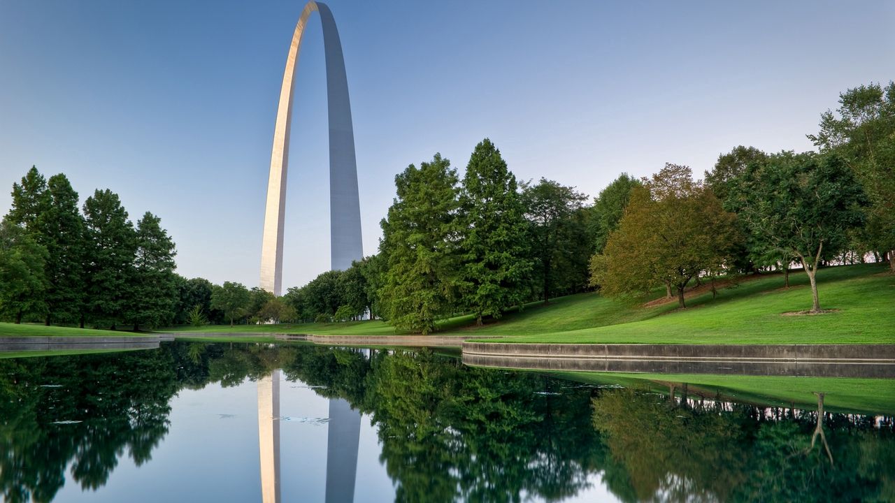 Wallpaper coast, trees, lake, arch, summer