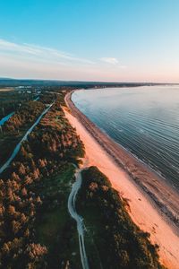 Preview wallpaper coast, trees, sea, sand, distance, horizon