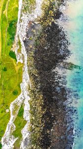 Preview wallpaper coast, water, aerial view, stones, sea, landscape