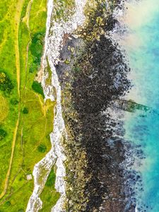 Preview wallpaper coast, water, aerial view, stones, sea, landscape