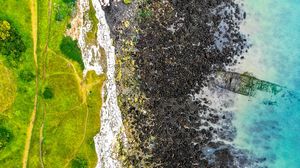 Preview wallpaper coast, water, aerial view, stones, sea, landscape