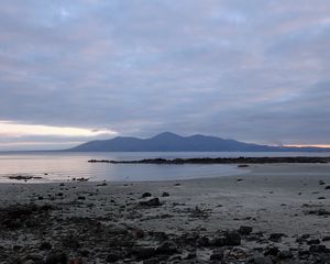 Preview wallpaper coast, water, mountains, rocks, clouds, nature