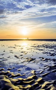 Preview wallpaper coast, water, sand, relief, silhouettes