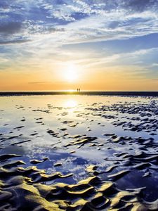 Preview wallpaper coast, water, sand, relief, silhouettes